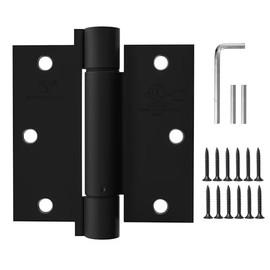 Bisagra de cierre automático de 3.5 pulgadas en negro mate, bisagras ajustables de 3 1/2 pulgadas con resorte, bisagras de puerta de cierre cuadrado de 3 ½"x 3 ½" para grado comercial, autocierre