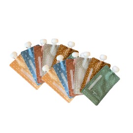 Reusable Baby Food Pouches | Food Storage, Toddlers & Kids | Applesauce, Smoothies, Yogurt & Purees Squeeze | BPA-Free Squeeze Pouch, Leakproof, baby utensils, snack containers, neutral, 12 pack