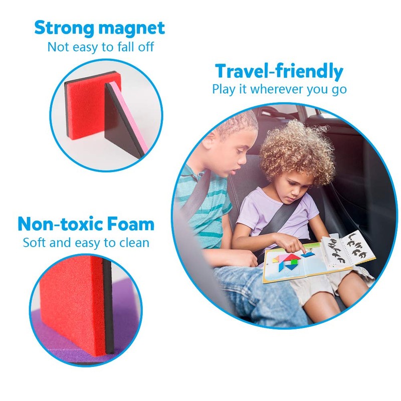 Coogam Travel Tangram Puzzle - Magnetic Pattern Block Book Road