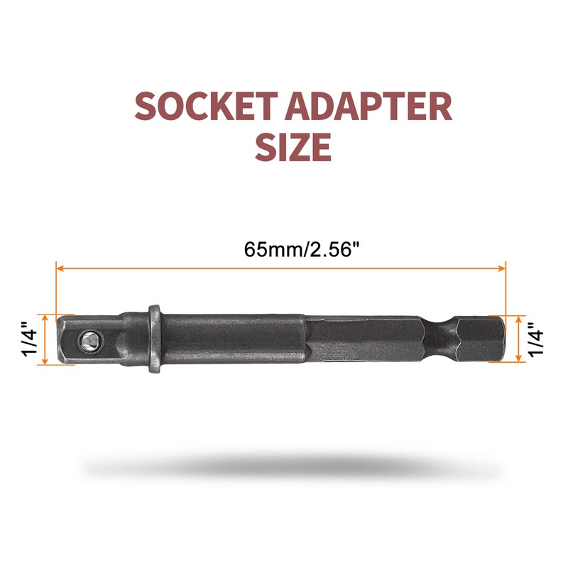 Biaungdo Square Socket Bit Adapter, 5 Pcs 1/4 Hex Impact
