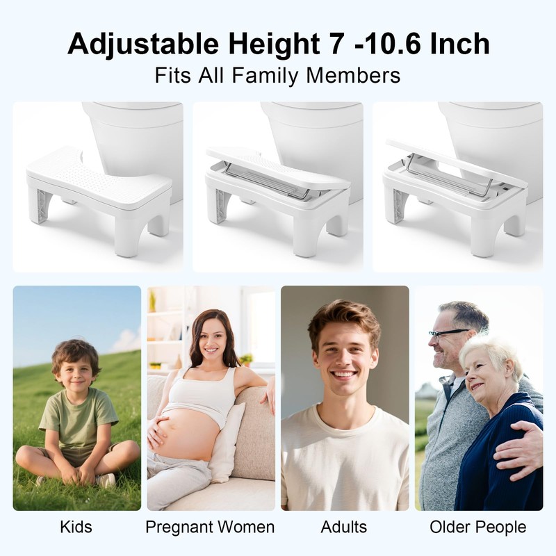 Osivaex Folable Squatting Potty Stool for Adults, 7" Height Adjustable