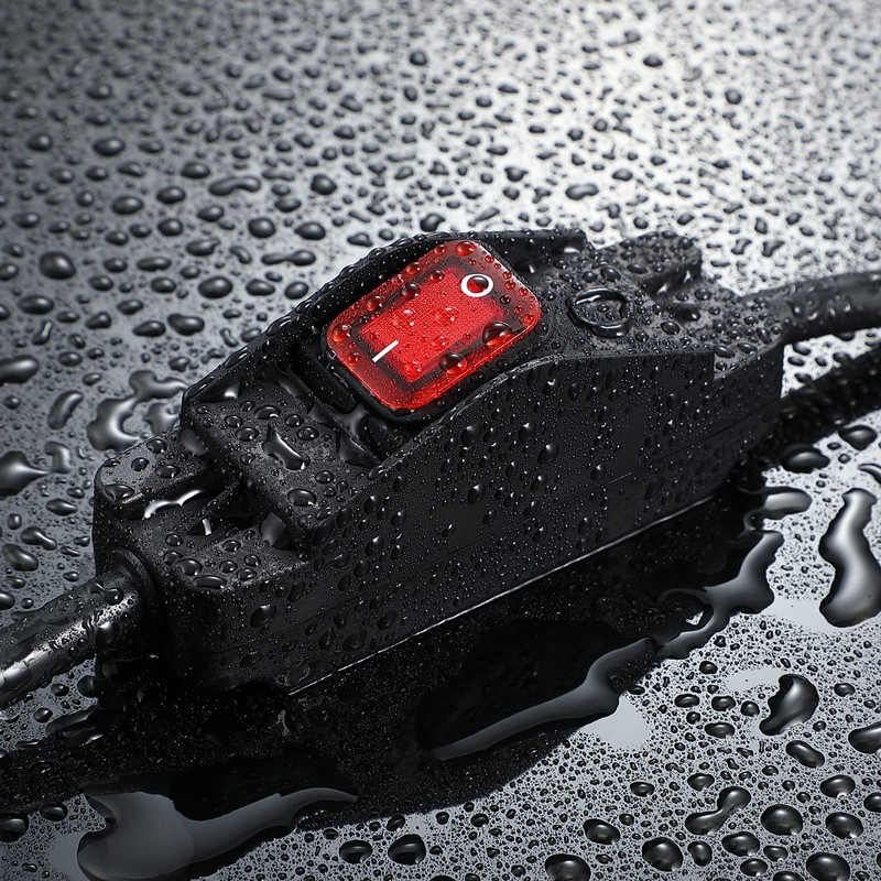Outdoor Waterproof On/Off Switch Extension Cord, Heavy Duty 125v/250v Black
