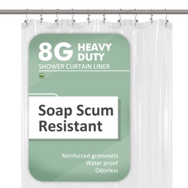 Barossa Design 60 x 72 Inches Shower Curtain Liner with 6 Weighted Magnets, Heavy Duty PEVA, 10 Grommet Holes, Waterproof, PVC Free, Clear, 60x72