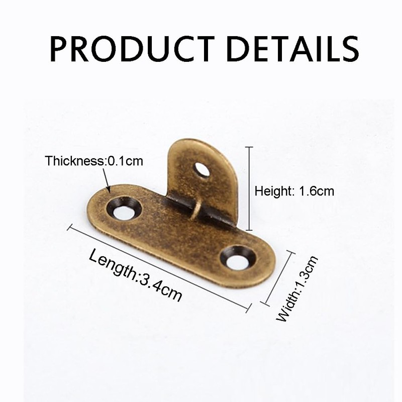 6PCS Brass Corner Braces 90 Degree Right Angle Brackets with