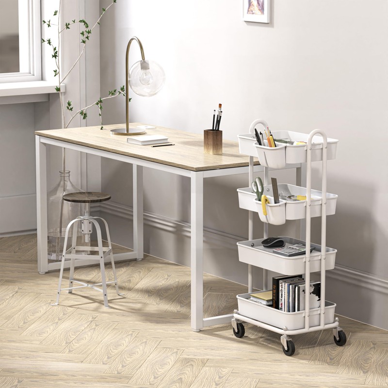 Simple Houseware 4-Tier Multifunctional Rolling Utility Cart with Hanging Buckets,