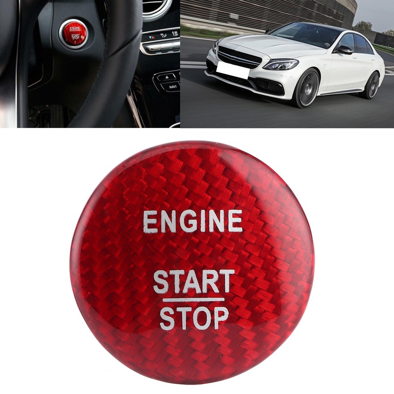 Carbon Fiber Engine Start Stop Button Cover Trim Fit for