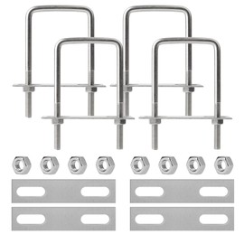 4 x U Shackle 60 mm x 120 mm Stainless Steel M8 U Bolts with Thread with 4 Counter Plates, U-Screws Shackle Bolts Shackle Clamp Washer for Fence Attachment, Pipe Diameter Fastening, Car Towing