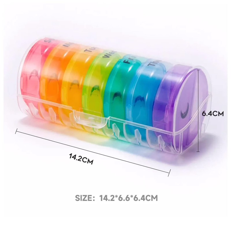 VIGOR PATH 7-Day Pill Organizer with Two Compartments Per Day,