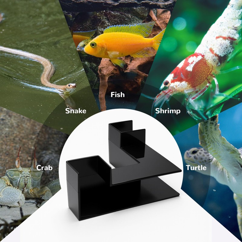 EMUTOL Dual-Entrance Aquarium Tunnel, Aquarium Cave Hideout 360° Viewing, Black