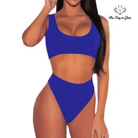 Pink Queen Crop Top High Waist Bikini Swimsuit Size L