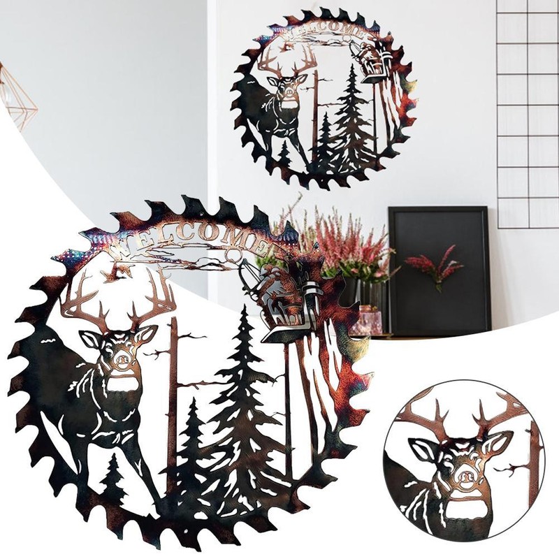 Metal Wall Art Cut Decor Elk Saw Blade Wall Deer
