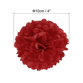 PATIKIL 4" Tissue Pom Poms Flowers, 10 Pack Paper Flower Ball for Wedding Bridal Shower Birthday Bachelorette Party Backdrop Decoration, Red