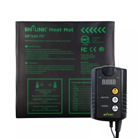 BN-LINK Seedling Heat Mat 20" x 20.75" with Heating Thermostat Outlet Controller