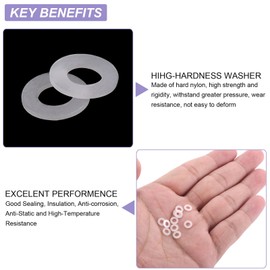 PATIKIL Nylon Flat Washers 3mm ID 6mm OD 0.5mm Thick M3 Hard Plastic Round Sealing Flange Gaskets-Applications for Machinery Electronics -[Qty 100 White]