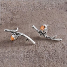 JNAWA 2Pairs Robin Bird Branch Earrings Pretty Pierced Ears Cute Animal Earrings Exquisite Zinc Alloy Jewelry Gifts for Women Girls Party Accessories