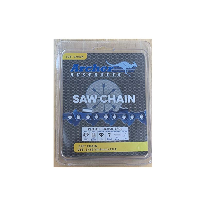 20" Archer Chainsaw Chain .325 pitch .050 78DL FULL CHISEL