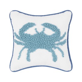 C&F Home 8" x 8" Blue Crab French Knot Small/Petite Hooked Accent Pillow Summer Coastal Nautical Ocean Beach House Home Living Room Sofa Couch Chair Bed Bedroom Decor Decoration 8" x 8" Blue