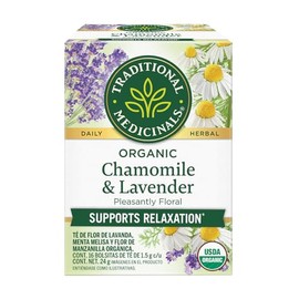 Traditional Medicinals Té orgánico Manzanilla con Lavanda, Con aroma a flores y sabor agridulce., 24 gramos