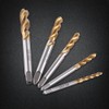 Tap Drill, 5pcs/lot Titanium Coated HSS Tap Set Spiral Fluted