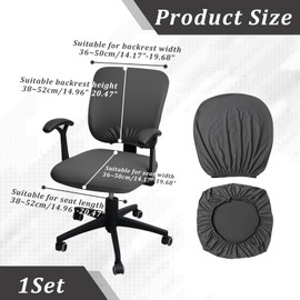 vcsjw Office Chair Cover Split Type, Dark Grey Cover Office Chair, Washable Seat Cover Chair, Black Anti-Wrinkle Chair Cover Seat for Most Office Chairs (Backrest Cover and Seat Cushion Cover)
