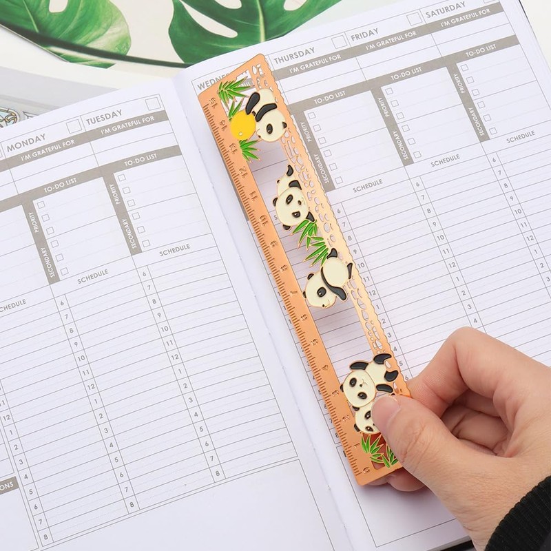 Rose Gold Metal Ruler Hollow Brass Rulers Panda Metal Bookmarks