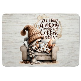 GOOZHO Espresso Lovers Gifts Dish Drying Mat, Funny Cute Gnome Girl Coffee Bar Mat for Countertops, Espresso Absorbent Dish Drying Mats for Kitchen Counter Coffee Maker, 16x24 Inch