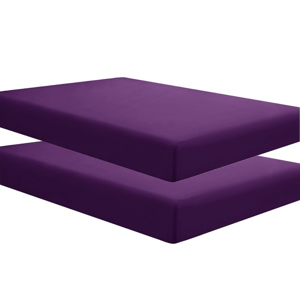 Sfoothome Fitted Bottom Sheets for Mattress, 2 Pack Queen Size
