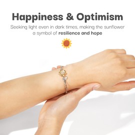 Love You This Much Daughter 18th Birthday Milestone Sunflower Bracelet Set from Mom and Dad, Sentimental Birthday Present for Daughter Turning 18 Yeras Old (18th)