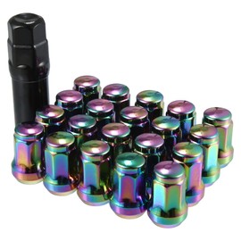 ACROPIX M12x1.25 Car Wheel Heptagon Lug Nut Acorn Cone Seat Closed End Bulge Acorn 32mm Screws with Socket Key - Pack of 21 Multicolor