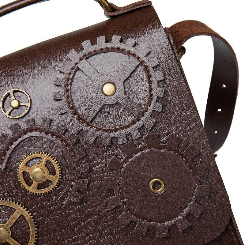 Ro Rox Phineas Steampunk Shoulder Bag Gears Pendant Faux Leather,