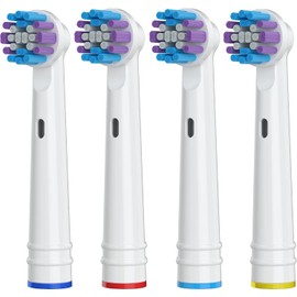 Replacement Toothbrush Heads Compatible with All Electric Toothbrushes, 4-Pack, Black & White, Soft Bristles, Brush Replacement Heads, Vitality