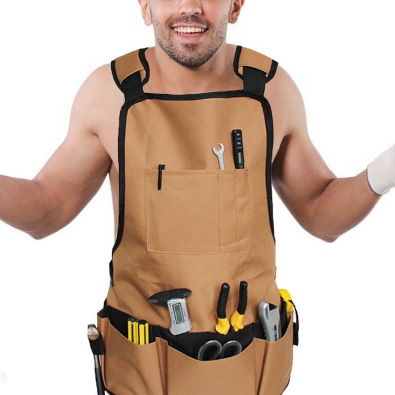 YOCZOX Garden Tool Apron, Waterproof Oxford Cloth Work Apron, Adjustable