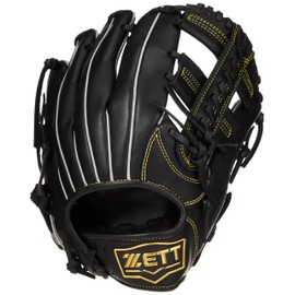 Zett BRGB35520 Soft Baseball Glove, Soft Steer, All-around, Black (1900) for Right Throwing