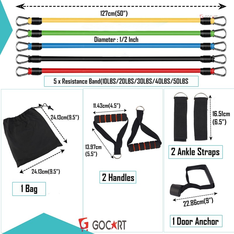 GOCART WITH G LOGO 9 pcs Resistance Band Set -
