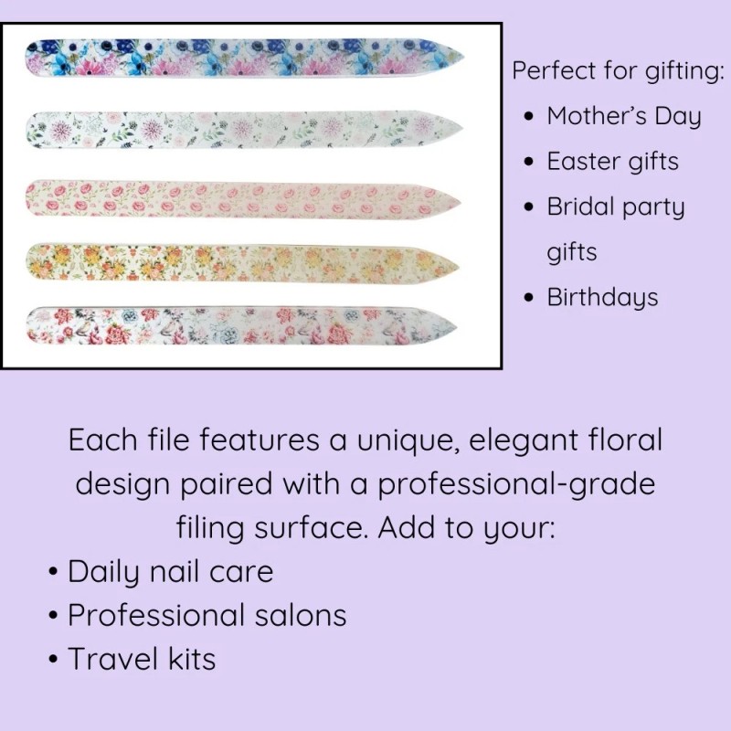 PayDirtCo Full Bloom 5-Pack Glass Nail Files Set with Cases