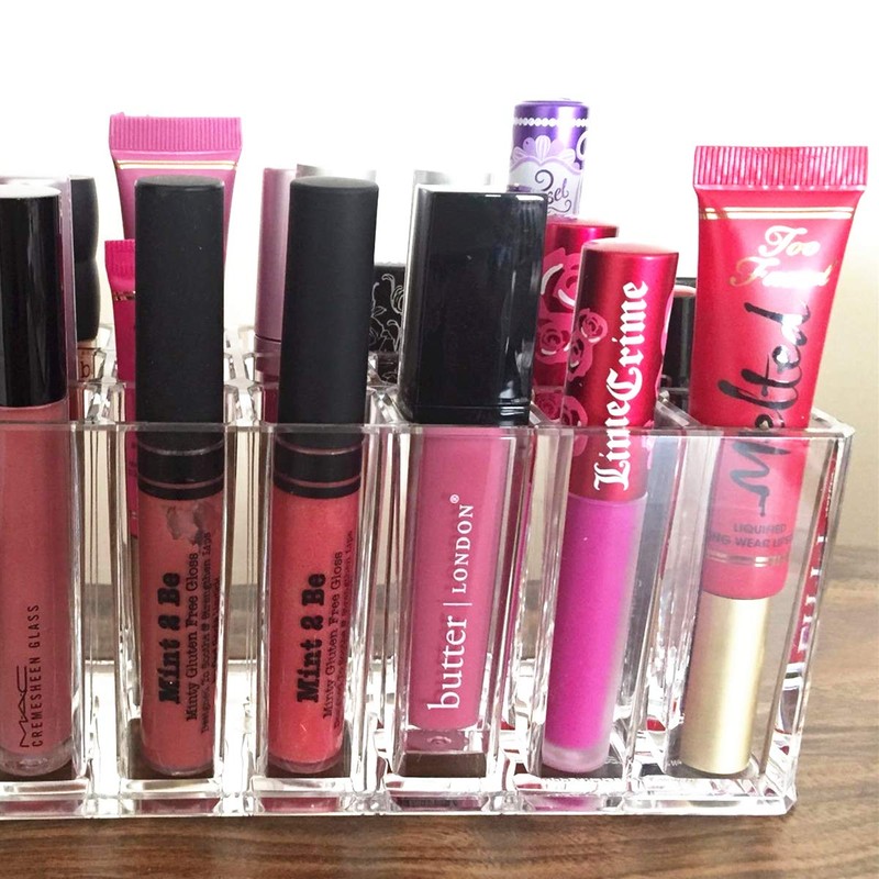 BBDOU Acrylic Lip Gloss Holder Organizer, Lipstick Holder, 24 Slots
