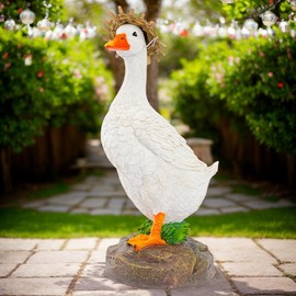 Teaeeno Farm Duck Statues,Real Duck Figurine,Funny Duck Fence Decoration,Outdoor Decor Yard Lawn,Indoor/Outdoor Resin Animal Statue for Home Garden Stairs, Farm, Patio, Backyard