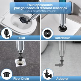 TheElves Air Plunger for Toilet – High Pressure Plunge Blaster, Stainless Steel Pressure Clog Remover for Bathroom, Floor Drain, Shower, Sink, Bathtub-Blue