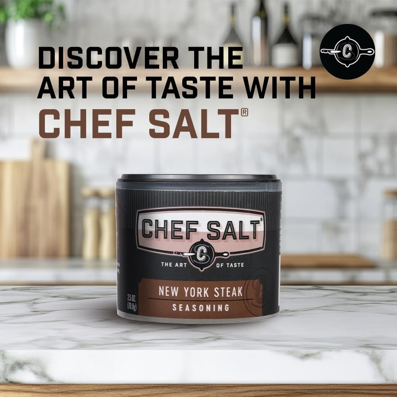 CHEF SALT NY Steak Seasoned Salt, 2.5 oz Salt Shaker