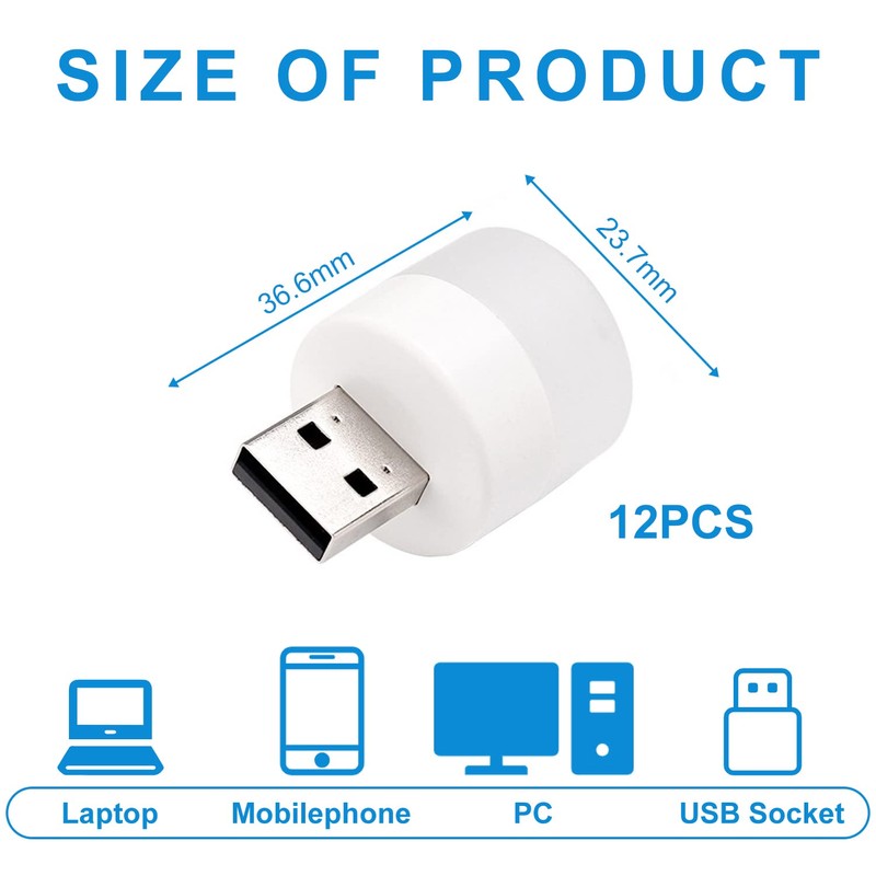 12 pcs USB Plug-in Night Lights, Round Mini Night Lights,