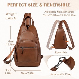 RAVUO Backpack Purse for Women, Anti Theft Sling Crossbody Bag Ladies Convertible Shoulder Daypack Casual Chest Bag for Travel Hiking College,Brown