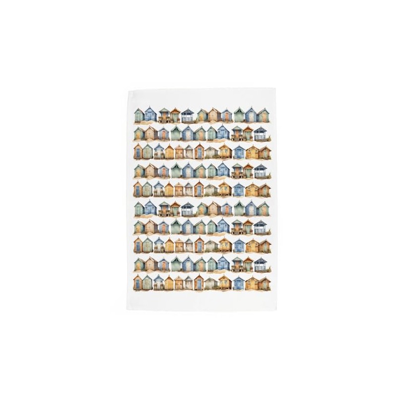 Purely Home Beach Huts Tea Towel - Coastal Beach Huts