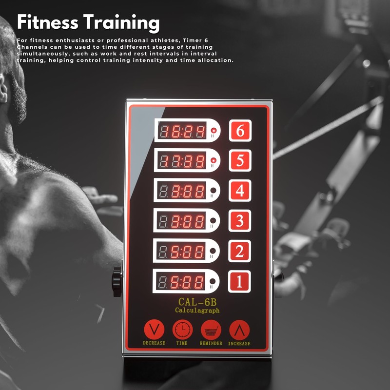 Commercial Kitchen Timer with 6 Channels, Professional LED Digital Timer