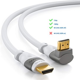 deleyCON 10 m HDMI 270° Angle Cable - Compatible with HDMI 2.0/1.4 - UHD 4K 3D 1080p 2160p ARC - White