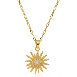 Ladies Decorative Pendant Necklace for Women -18K Gold Plated - Various Designs Available - Supplied with Jewellery Gift Box (Rotating Sun)