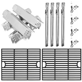 Hisencn Grill Parts for Home Depot Nexgrill 4 Burner 720-0830H, 720-0783E, 5 Burner 720-0888N, 720-0888 Gas Grill Models, 304 Stainless Steel Grill Burner, Heat Plate, Cast Iron Grill Grates