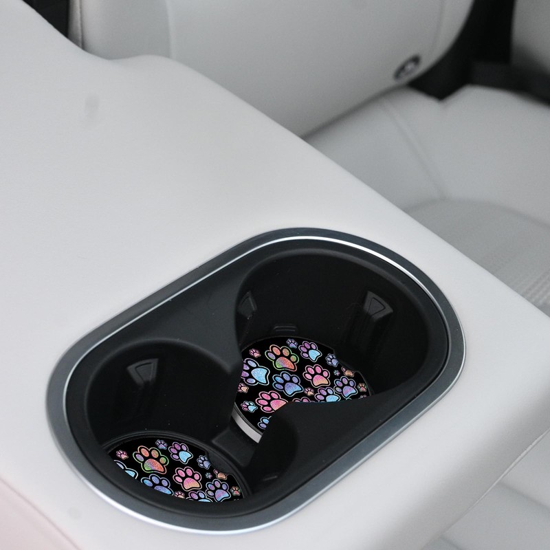 2 Pack Absorbent Car Coasters for Cup Holders,Gradient Black Dog