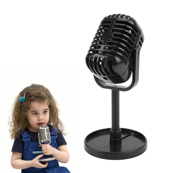 Classic Prop Microphone Retro Microphone Props Classic Prop Microphone Model Vintage Plastic Microphone Stage Table Decoration for Filming Dance Shows Practice Using Microphone Props Film(black)
