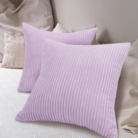 Betadistor Cushion Covers 45x45 Set of 2 Pillowcases - Striped Corduroy Square Throw Pillow Case for Sofa Couch/Bedroom Decorative 517-0367