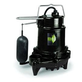 ECO-FLO Products EFSA33 1/3 hp 3160 GPH Cast Iron Sump Pump with Vertical Switch, Black